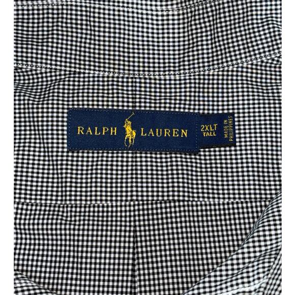 NWT Mens Ralph Lauren Black White Checkered Long Sleeve Button Down Size 2XLT - Picture 2 of 11